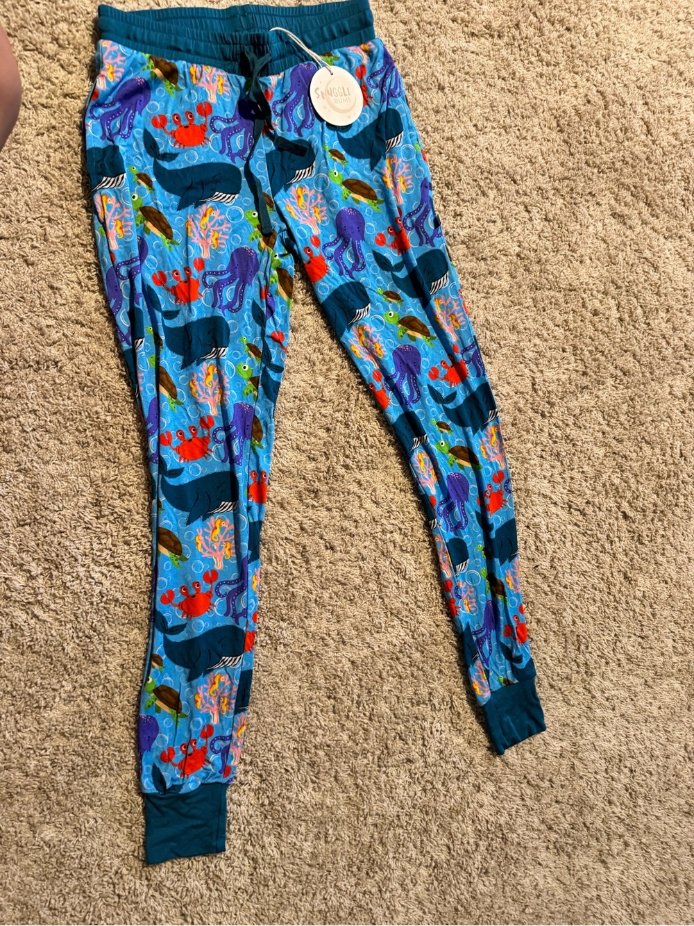 Snuggle Bums XS Women's Blue Ocean Print Pajama Pants